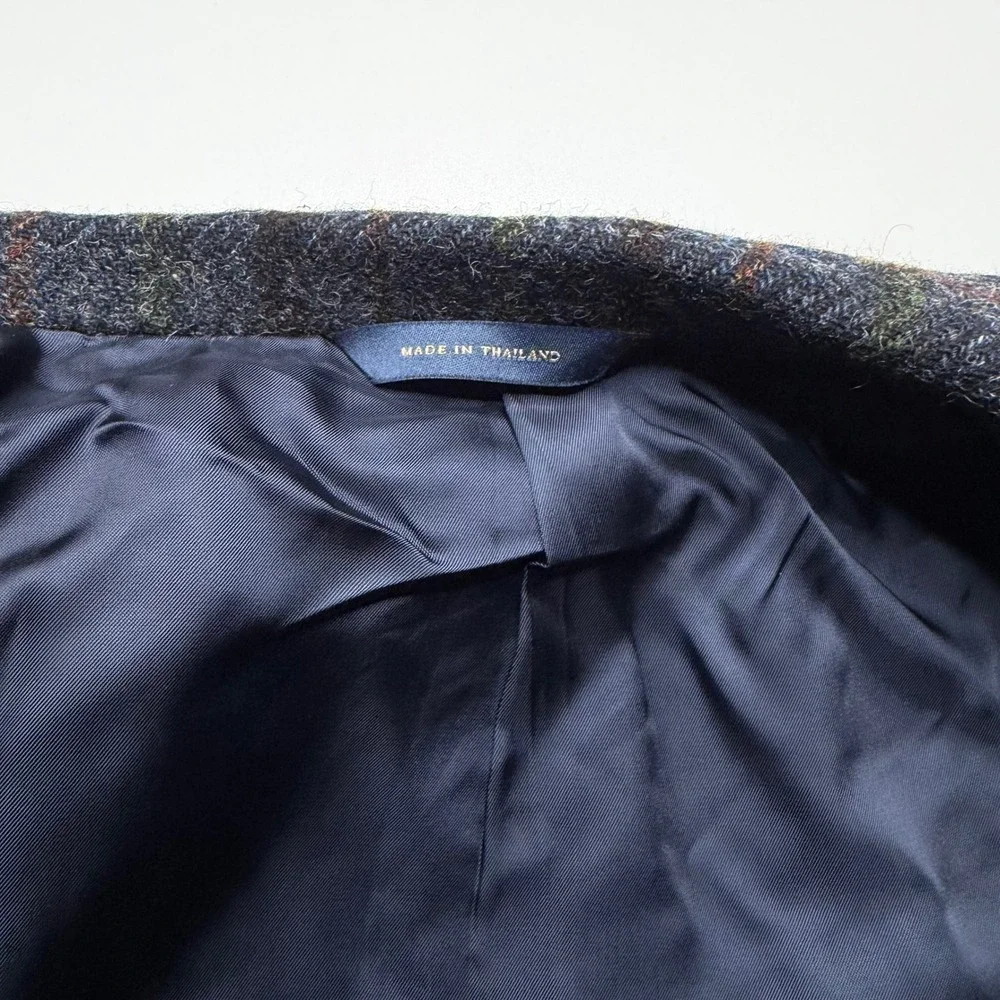 BROOKS BROTHER Regent Sport Coat Blue Plaid Harris Tweed Wool Men's Size 44R
